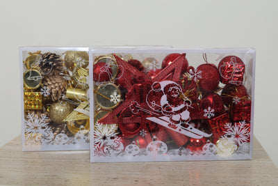 Festive Red & Gold Christmas Ornament Sets