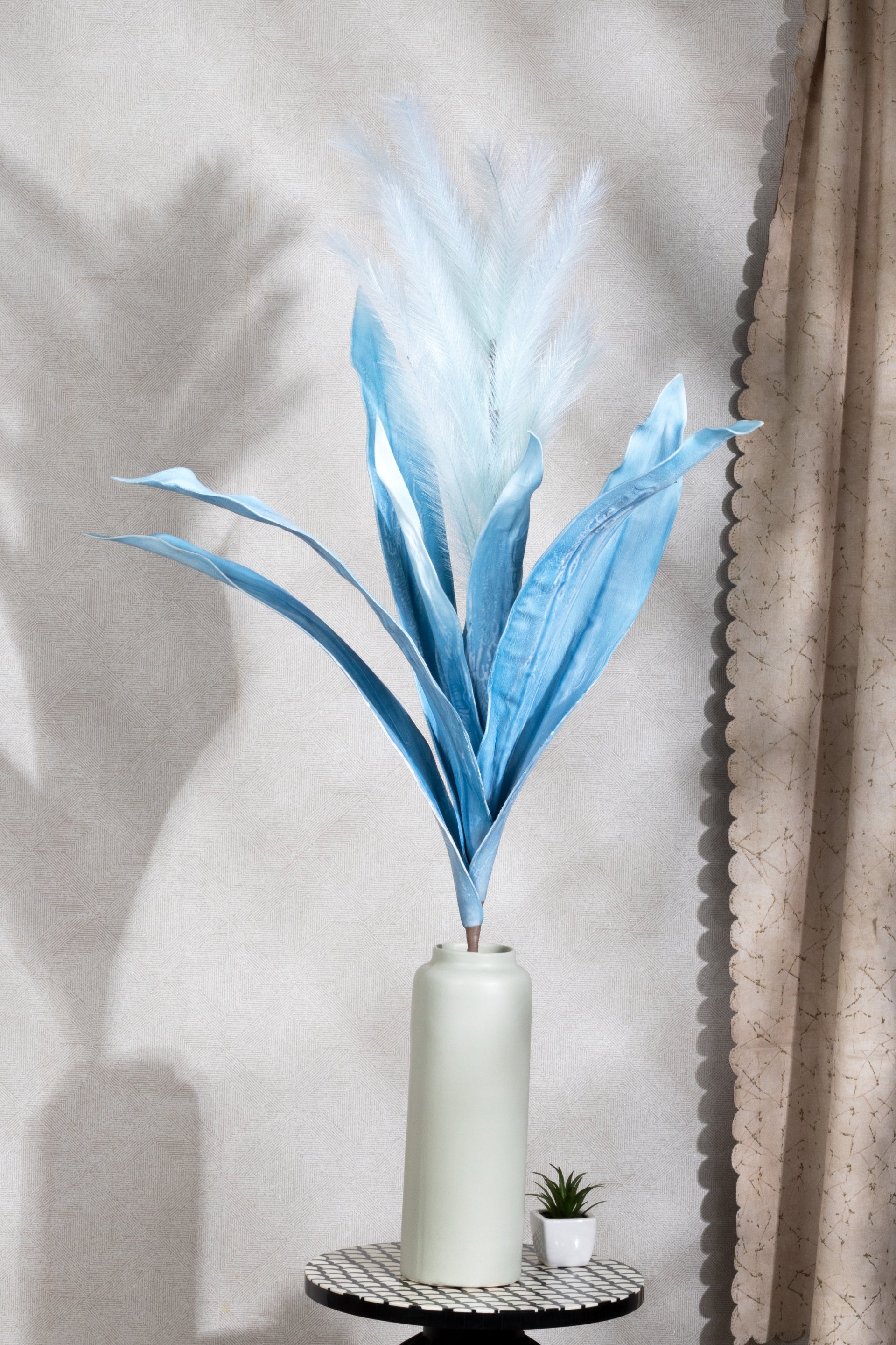 Artificial Feather & Leaf Stem-Brown