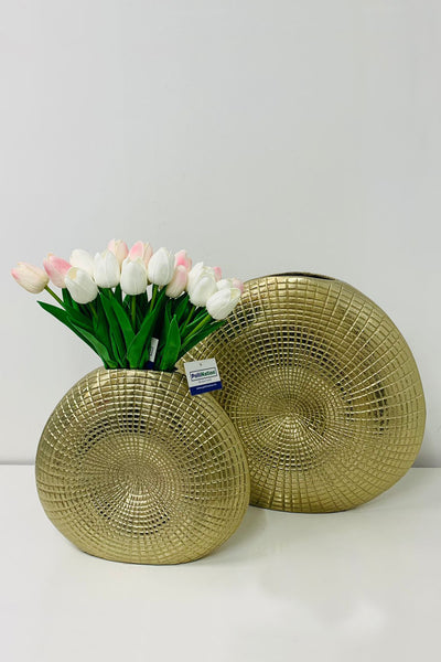 PolliNation Textured Metal Flower vase for Home and Office Decor