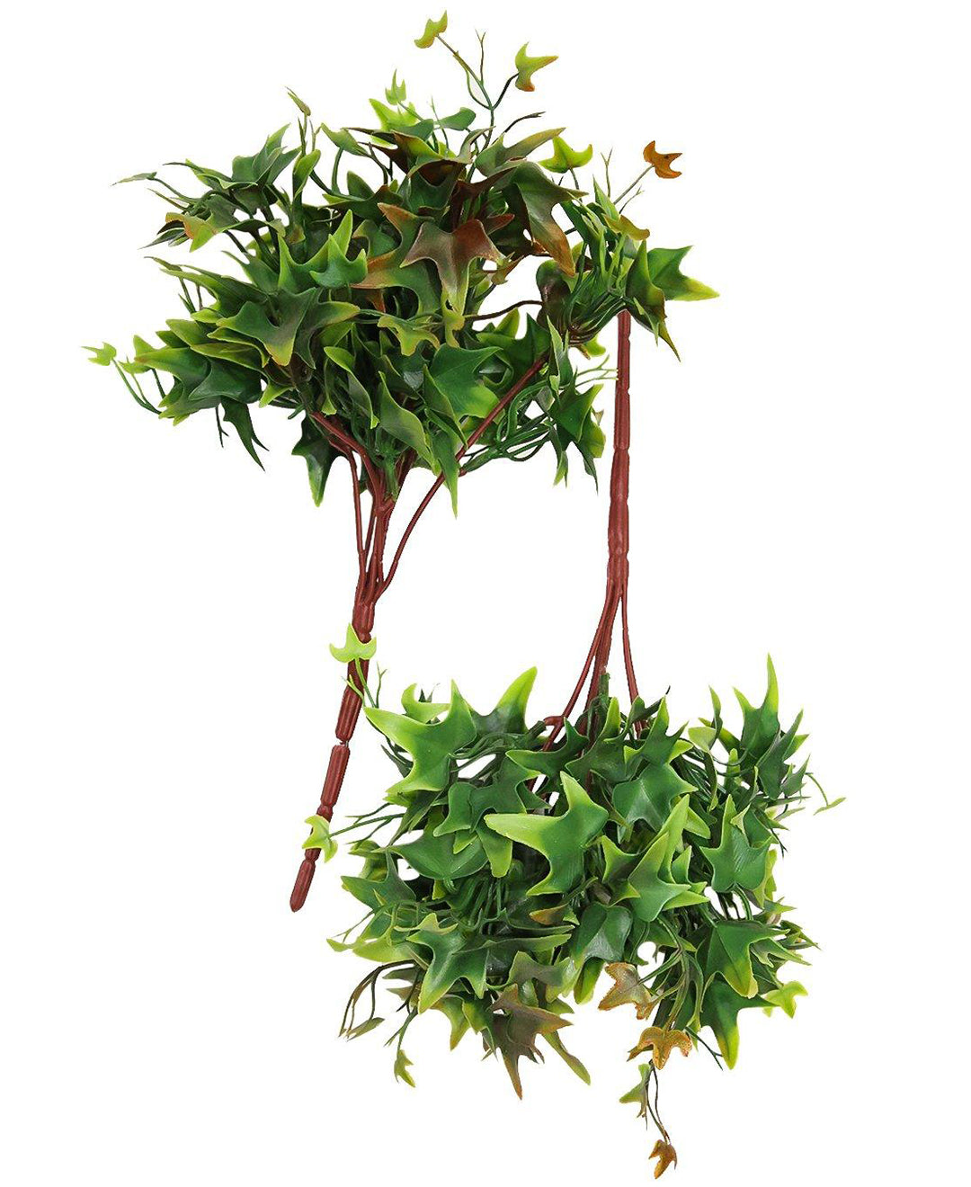 Pollination Artificial small plant Attractive Red Ivy Bunch without Pot for Home/Office Decoration (Pack of 2, Size : 35cm X 35cm X 30cm)