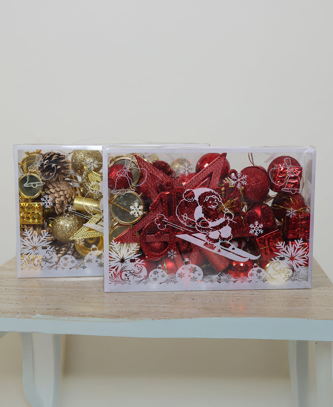 Festive Red & Gold Christmas Ornament Sets