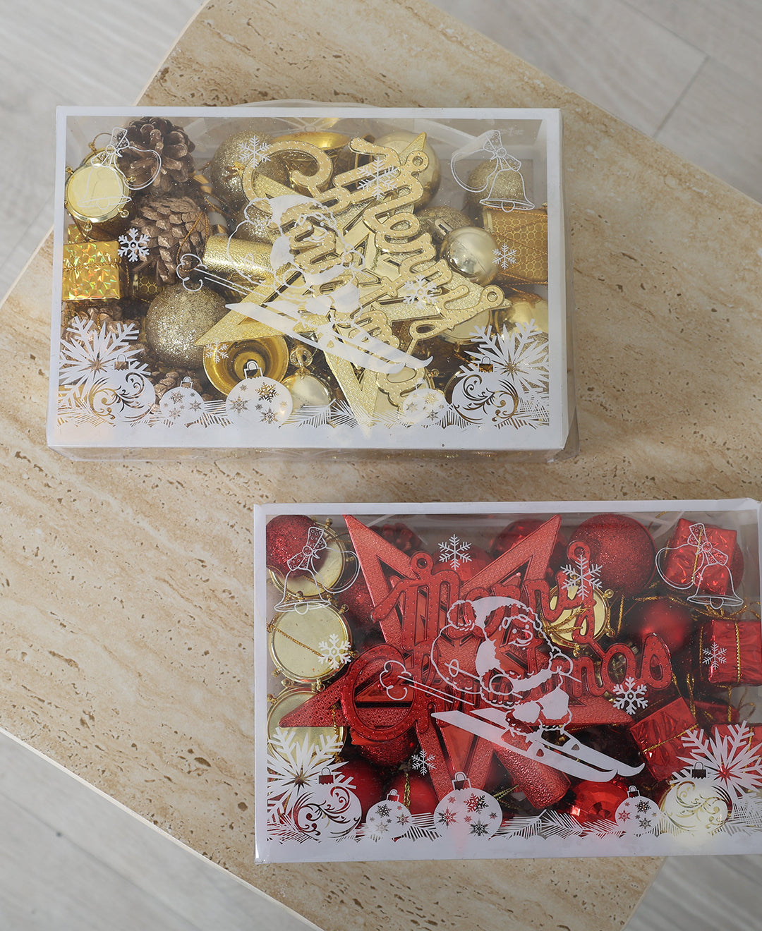 Festive Red & Gold Christmas Ornament Sets
