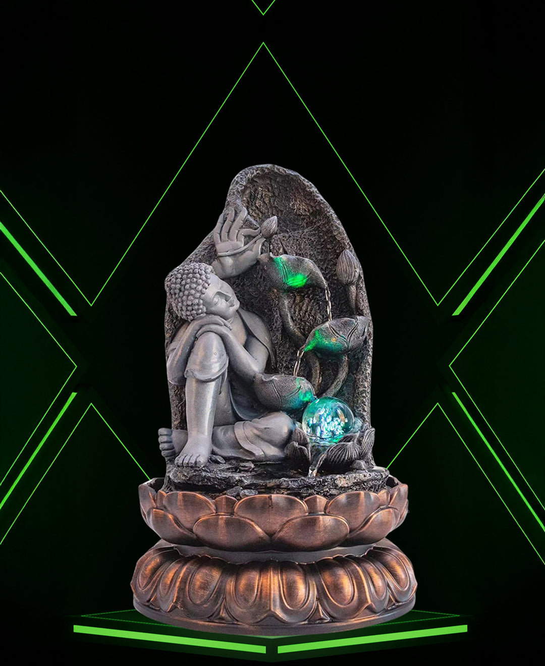 Buddha Tabletop Water Fountain LED Lights