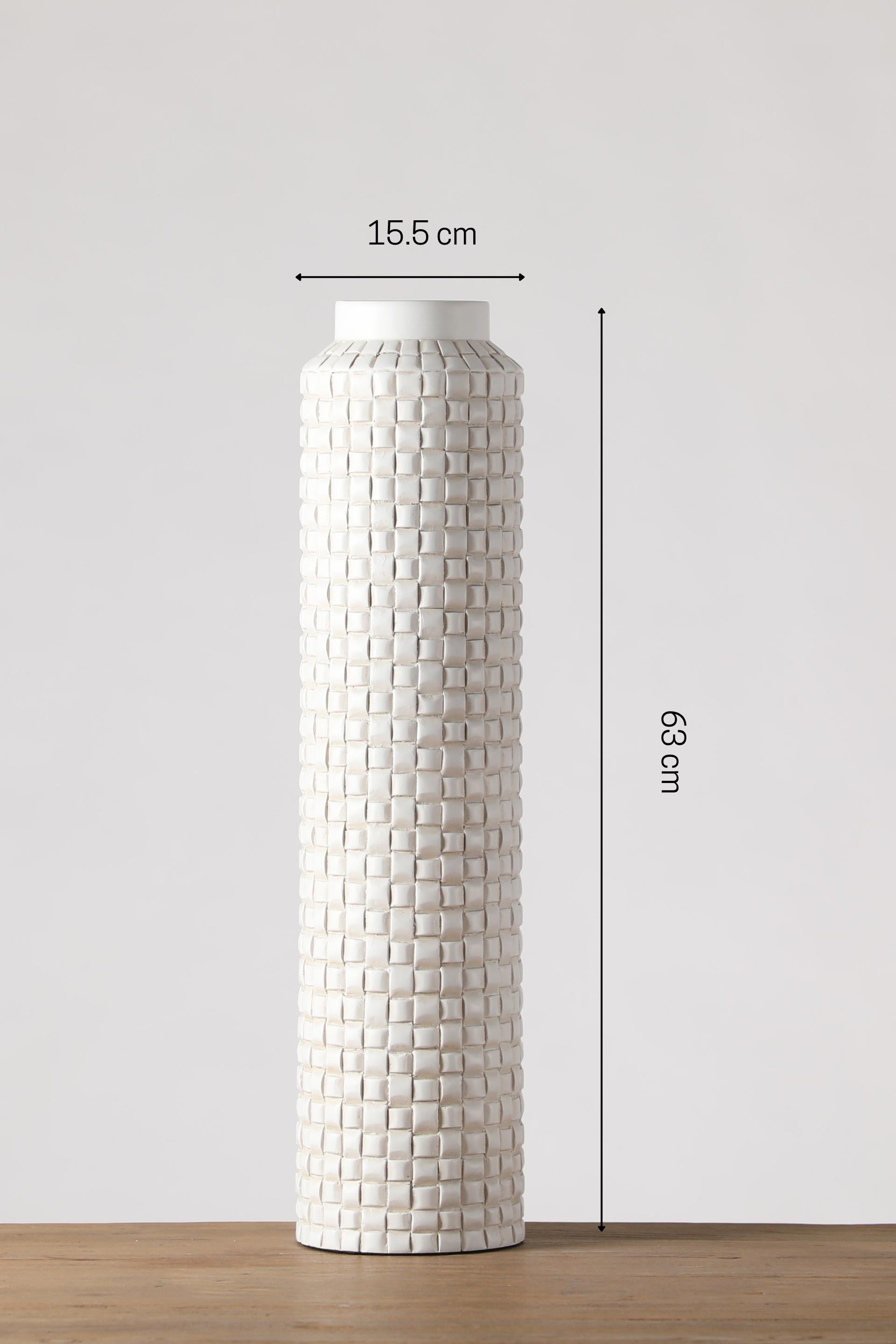 Grid Carved resin vase for your home or office decor-Brown