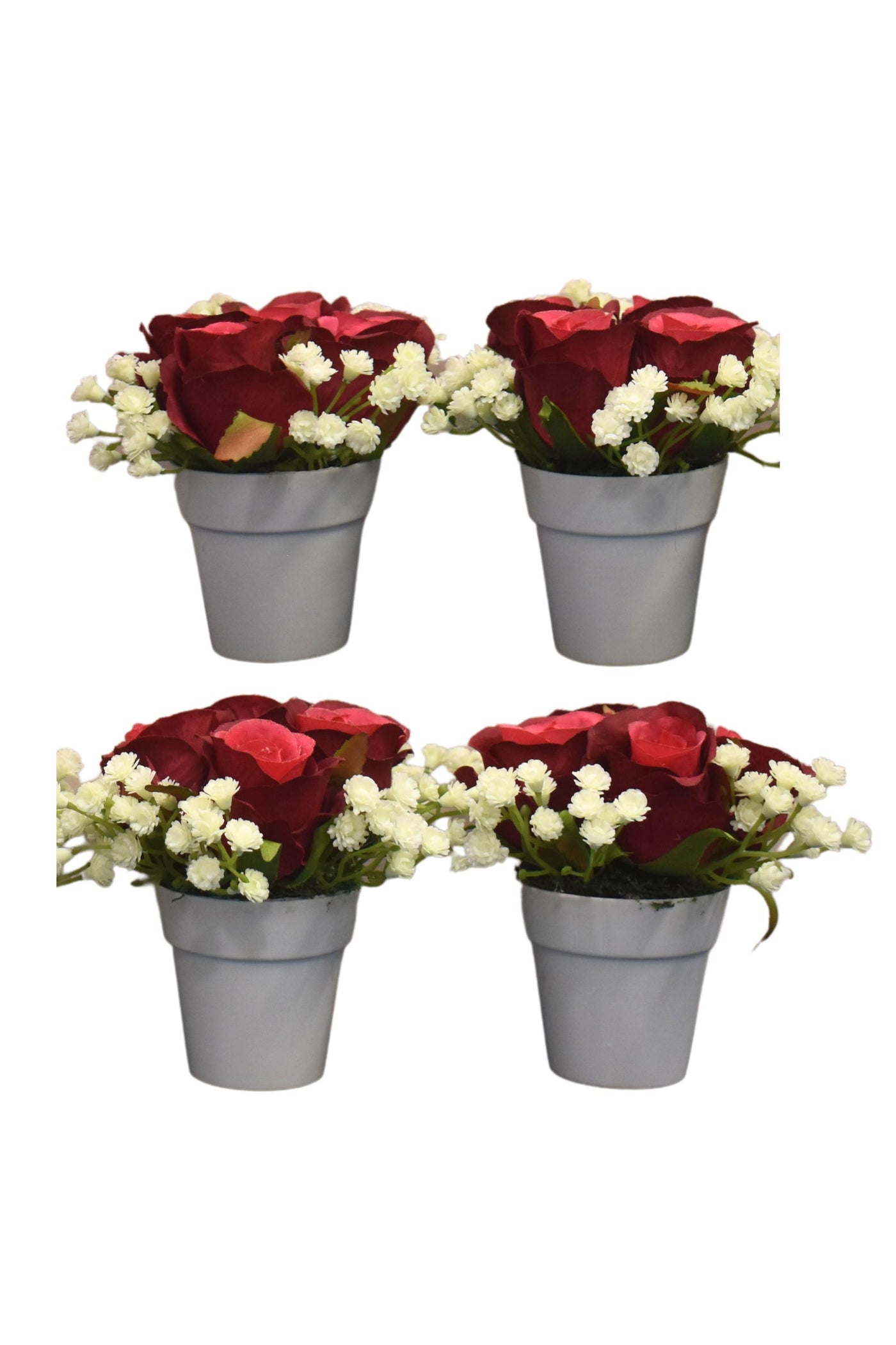 Mini Artificial Rose Pot Set - Elegant Floral Decor