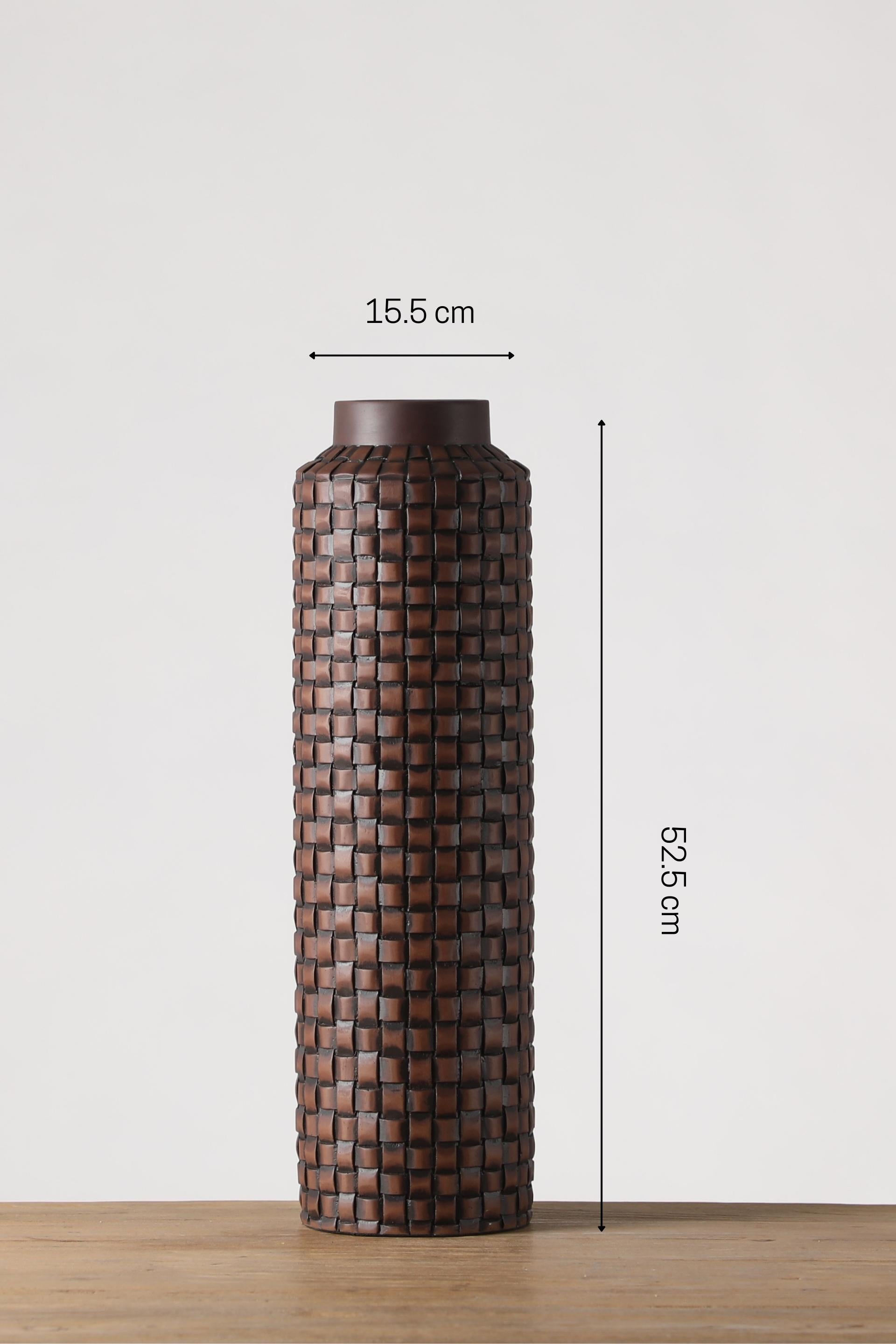 Grid Carved resin vase for your home or office decor-Brown