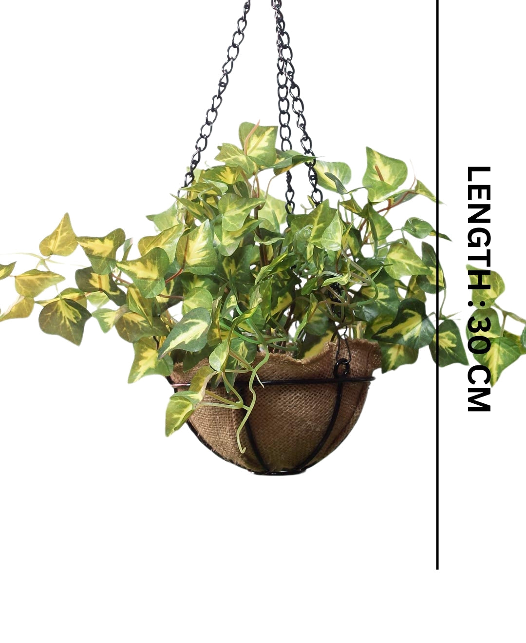 PolliNation Alluring Maple Artificial Hanging Flower Creeper plant in Jute Basket with Hanging Metal Stand (Pack of 1)