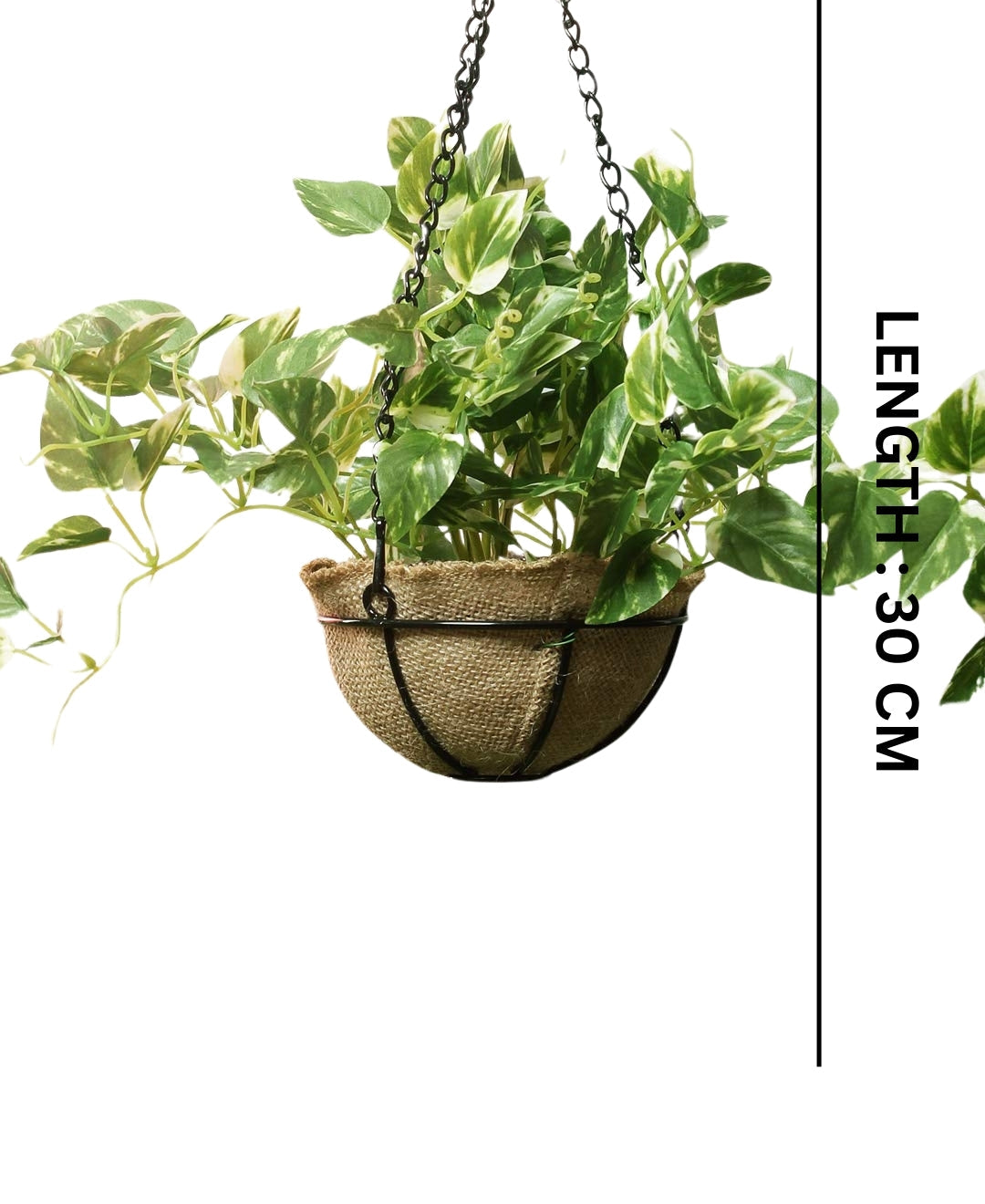 PolliNation Alluring Maple Artificial Hanging Flower Creeper plant in Jute Basket with Hanging Metal Stand (Pack of 1)