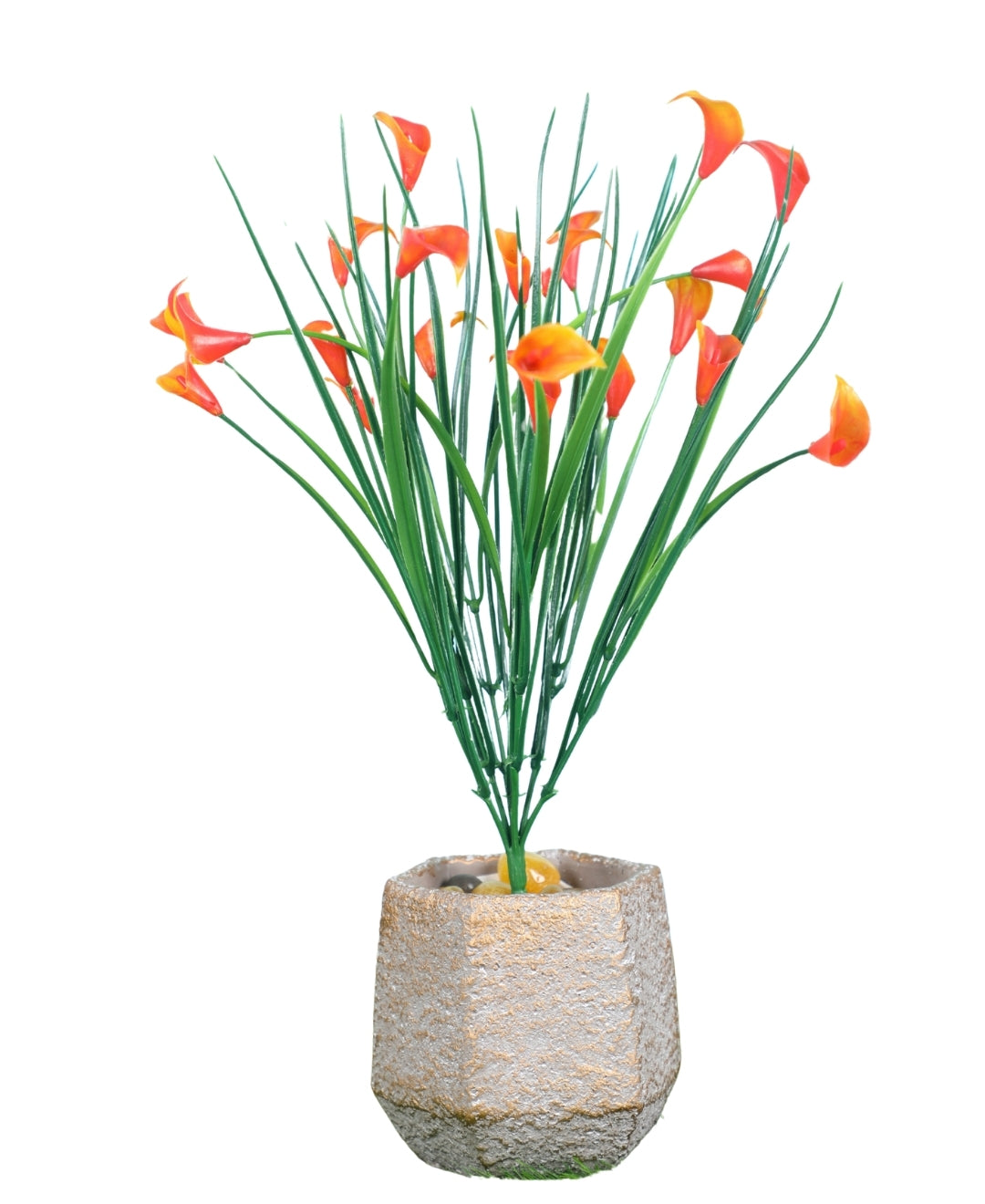 Pollination Vibrant Artificial Callalily Flowers small plant Bunch without Pot for Home Decor  (Pack of 2), Artificial flowers for home decoration