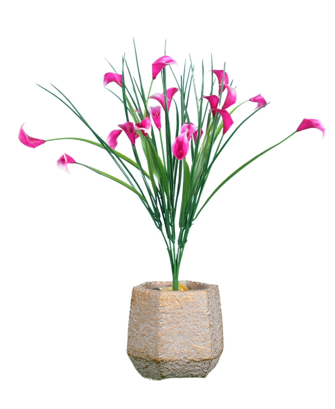 Pollination Vibrant Artificial Callalily Flowers small plant Bunch without Pot for Home Decor  (Pack of 2), Artificial flowers for home decoration