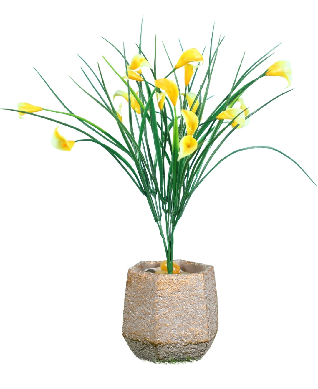 Pollination Vibrant Artificial Callalily Flowers small plant Bunch without Pot for Home Decor  (Pack of 2), Artificial flowers for home decoration