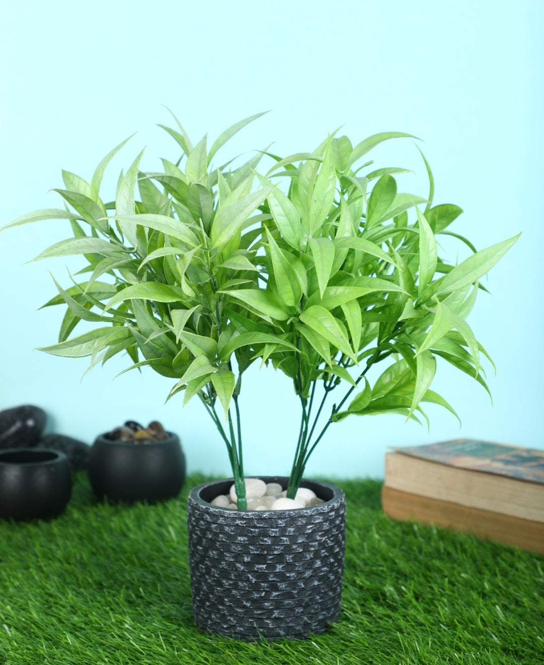 Pollination Artificial Lucky Bamboo small plant Good looking Leaves Bunch without Pot (Pack of 2)