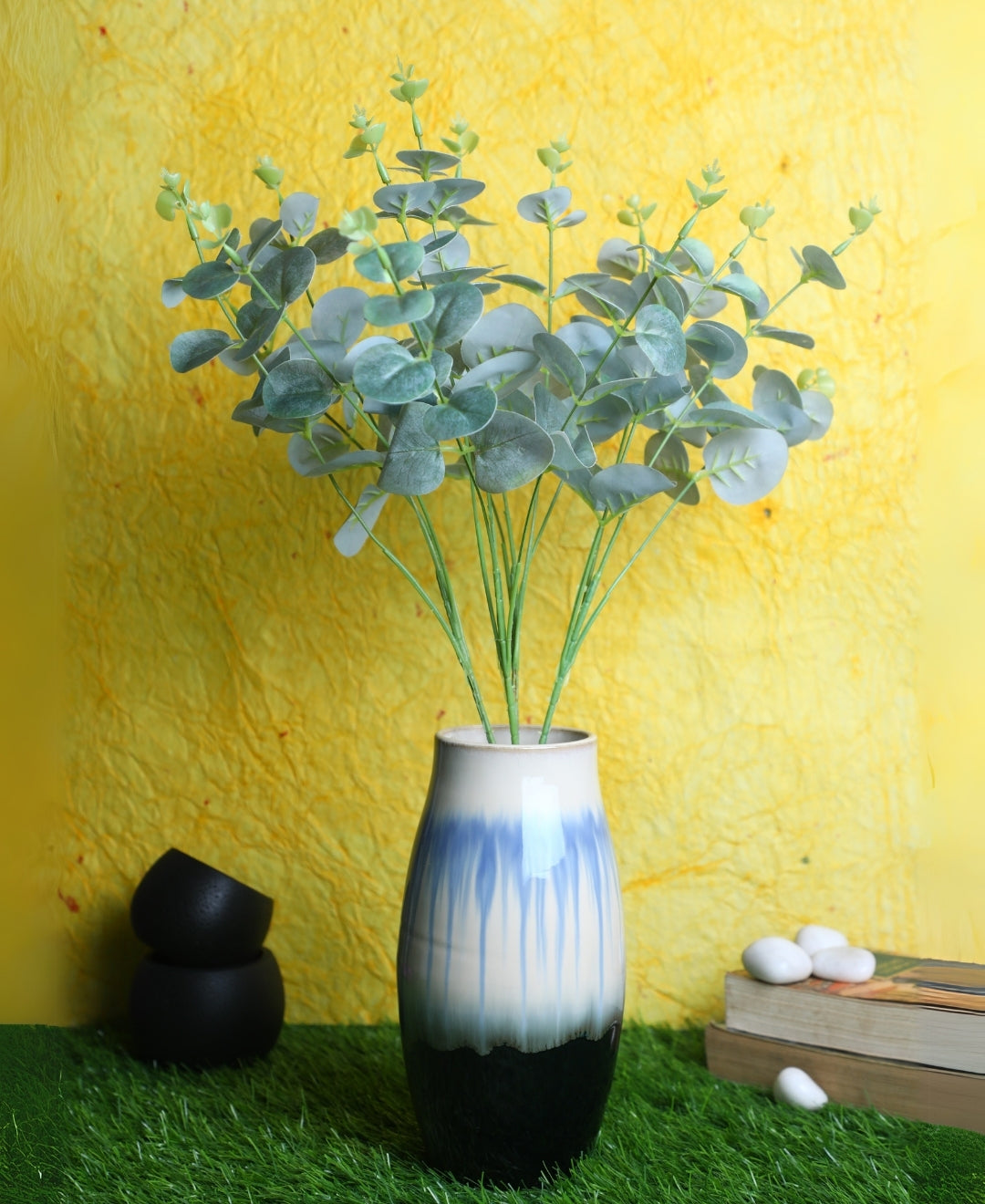 PolliNation Pink Eucalyptus Artificial small plant Flower Bunch Without Pot for Home, Office, Restaurant, Hotel, Party, Balcony, Garden Decor, Indoor (Pack of 1)