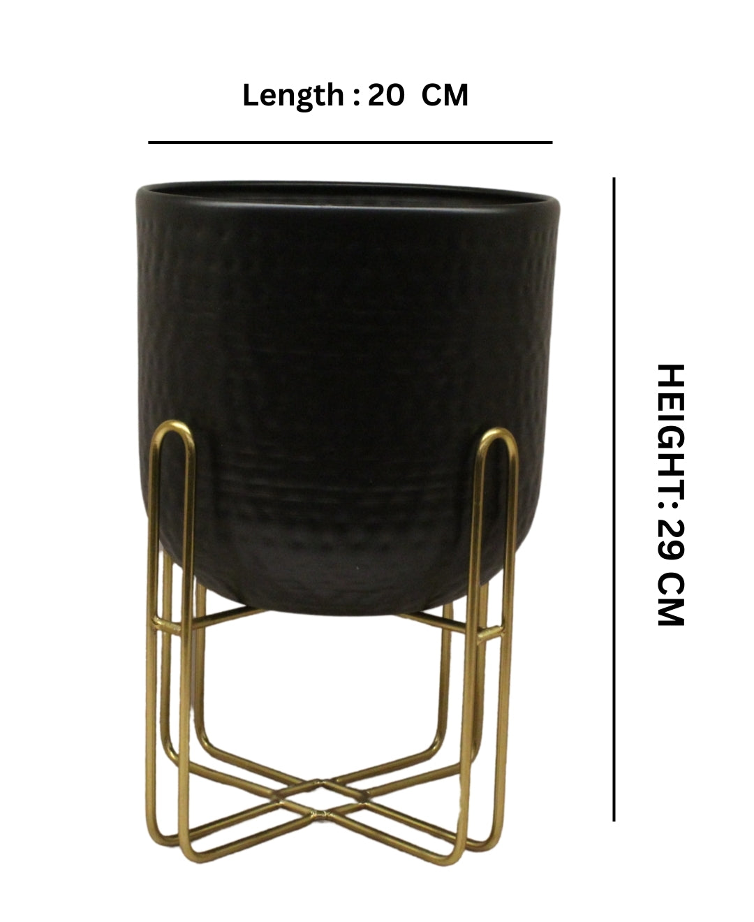 Pollination Metal Diamond punch Table Planter with gold finishing stand-Small