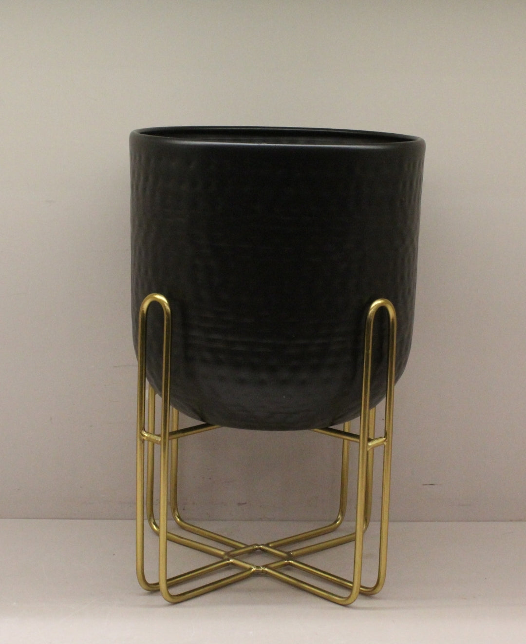 Pollination Metal Diamond punch Table Planter with gold finishing stand-Small