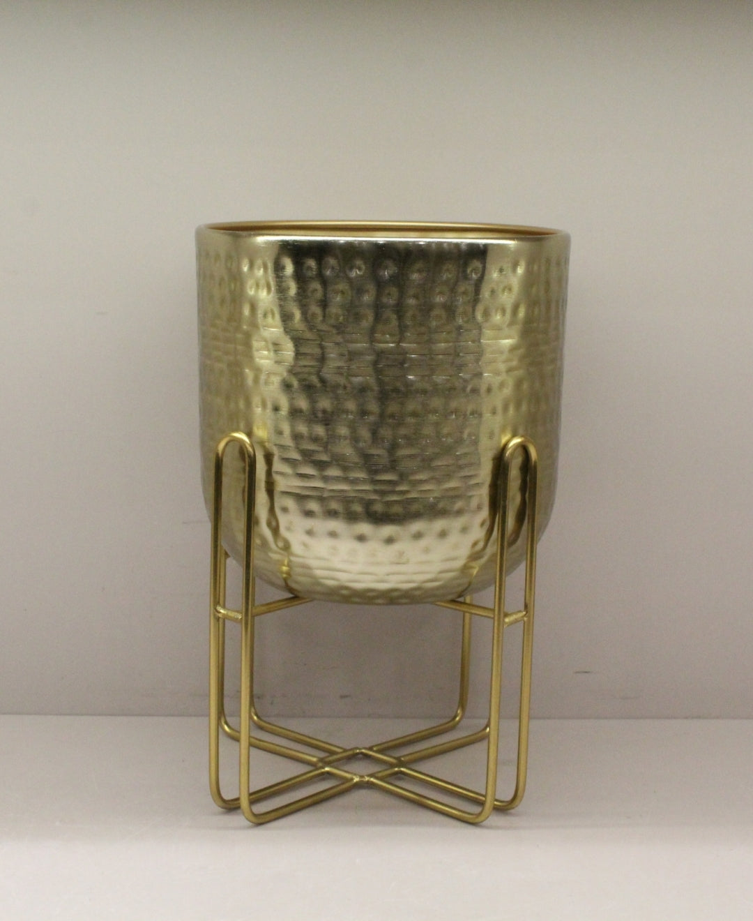 Pollination Metal Diamond punch Table Planter with gold finishing stand-Small