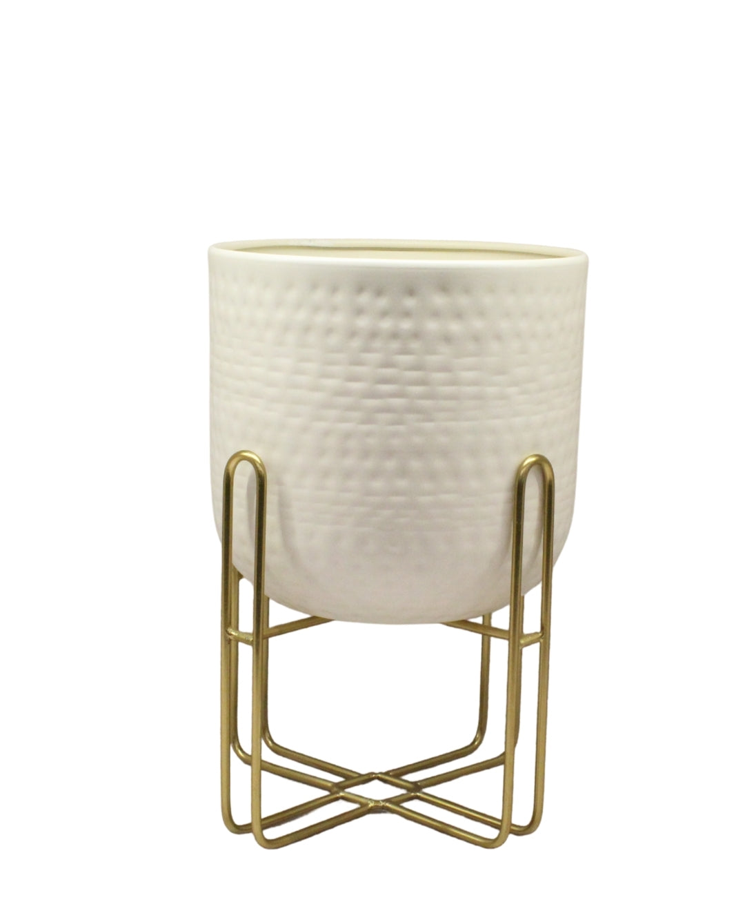 Pollination Metal Diamond punch Table Planter with gold finishing stand-Small