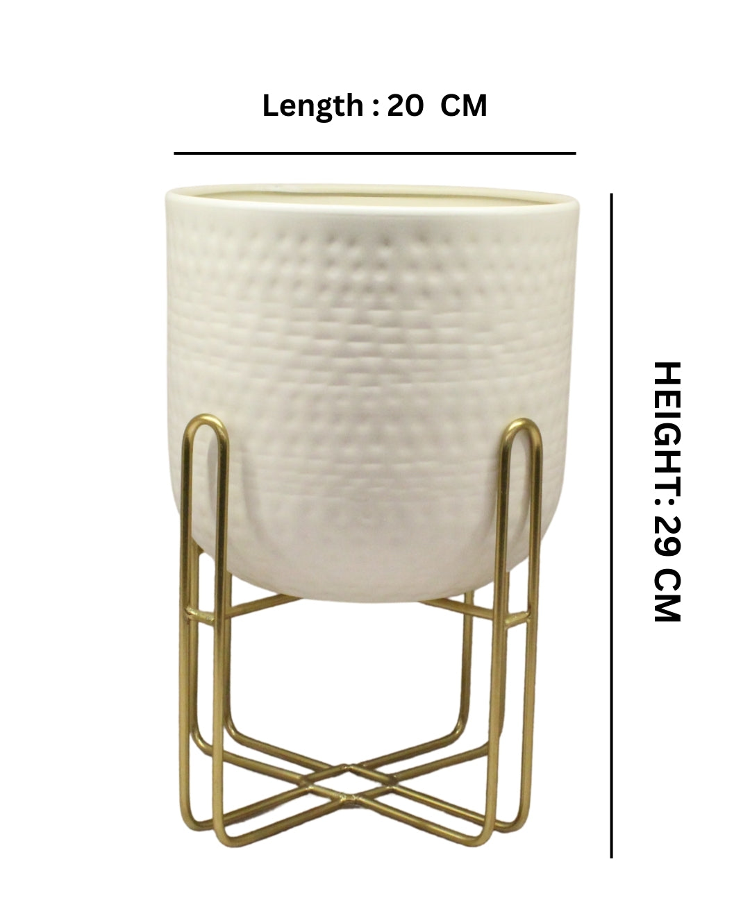 Pollination Metal Diamond punch Table Planter with gold finishing stand-Small