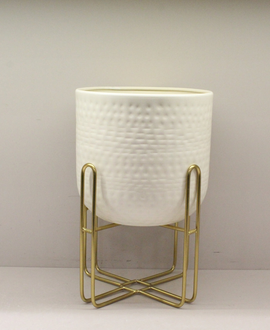 Pollination Metal Diamond punch Table Planter with gold finishing stand-Small