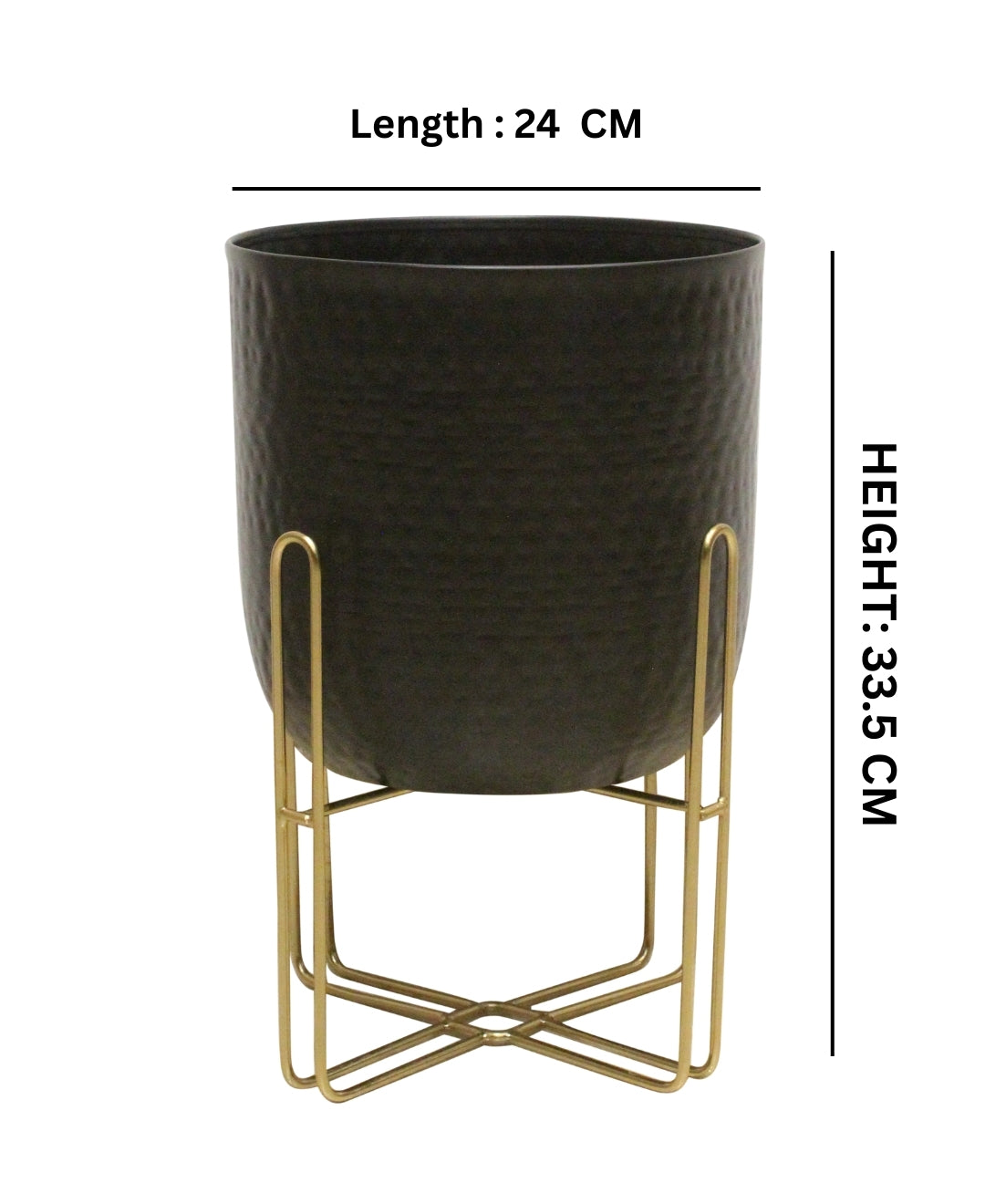 Pollination Metal Diamond punch Table Planter with gold finishing stand-Large