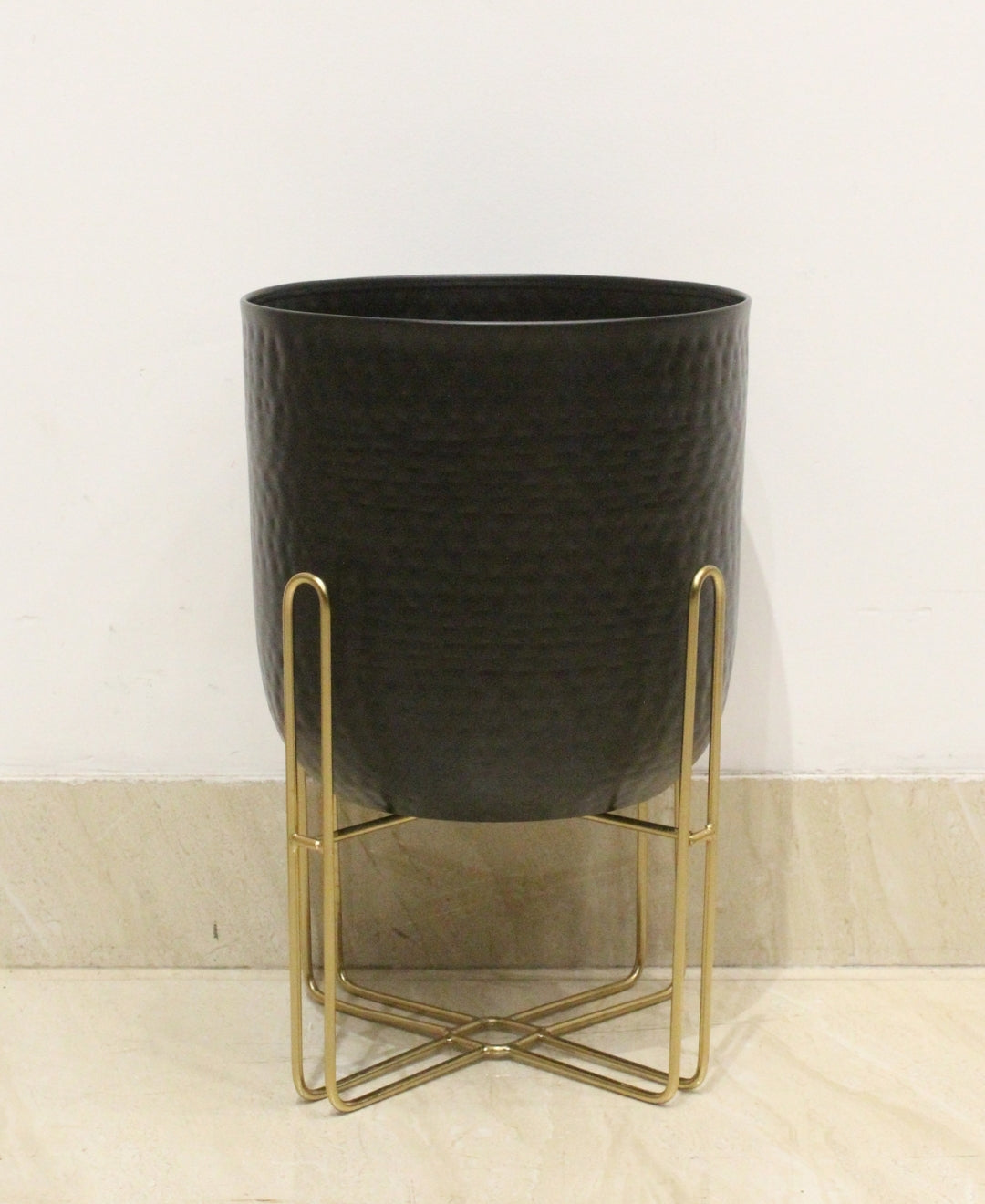 Pollination Metal Diamond punch Table Planter with gold finishing stand-Large