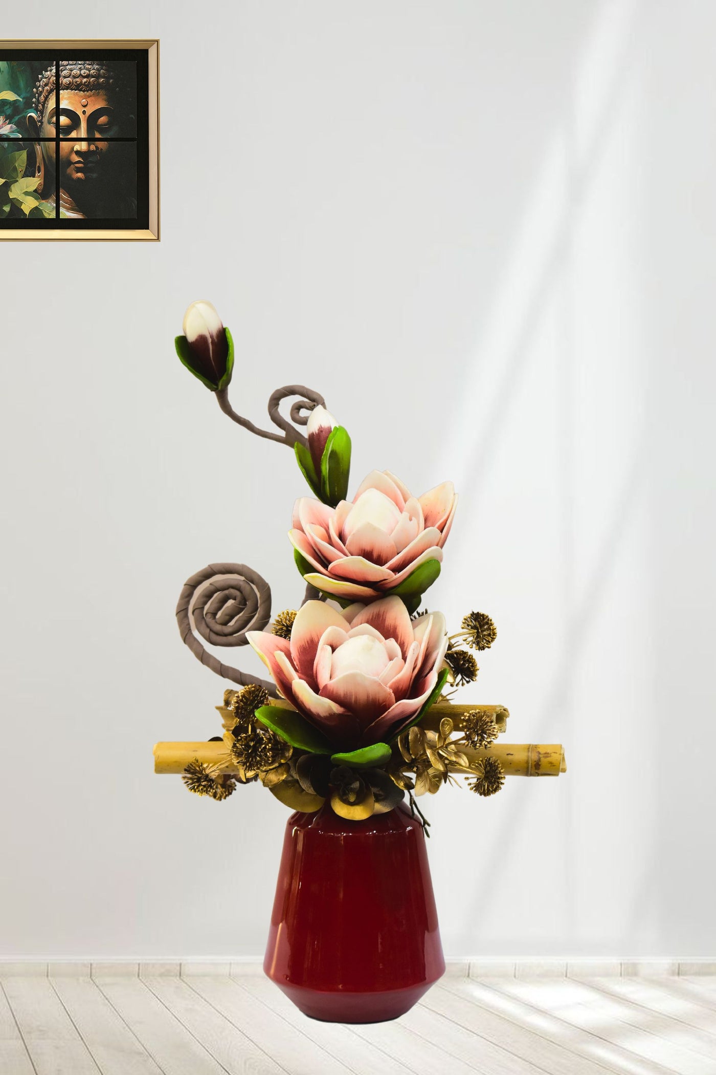 Red Metal Pot Flower Arrangement