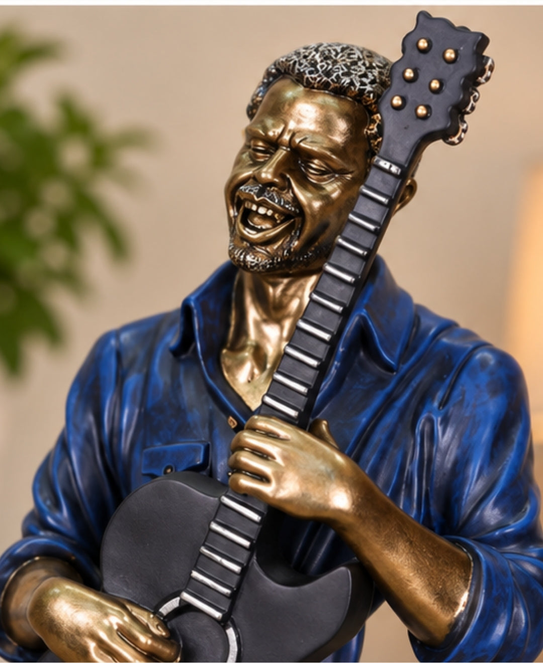 Vintage Guitarist Musician Sculpture Resin Artifact