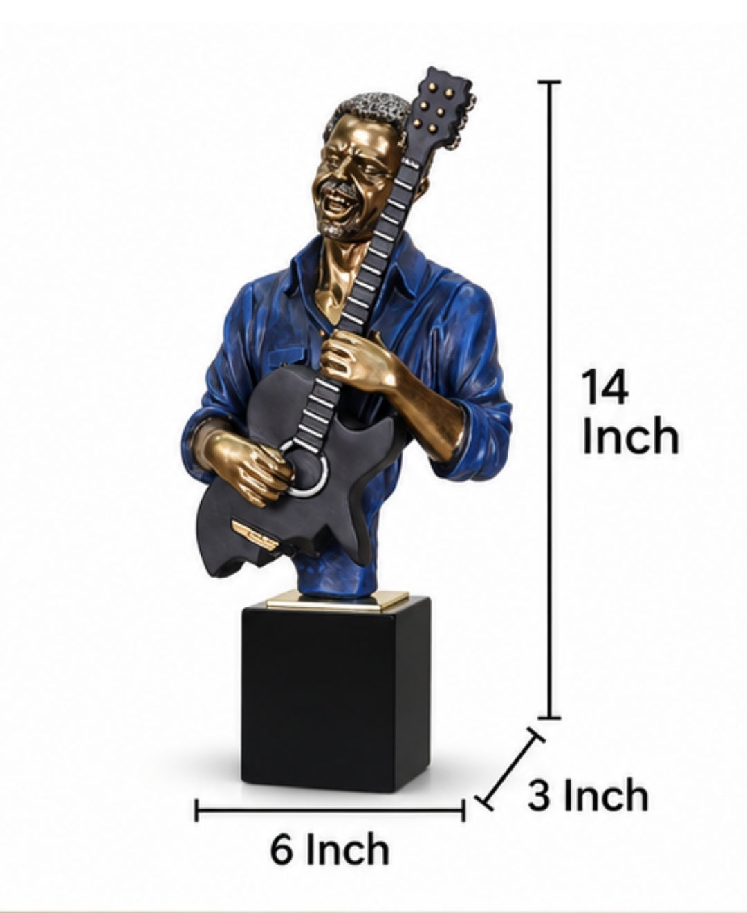 Vintage Guitarist Musician Sculpture Resin Artifact