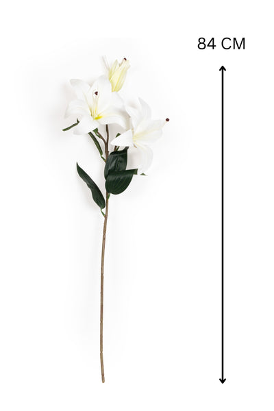 Artificial Lily Flower Stick-Dotted White