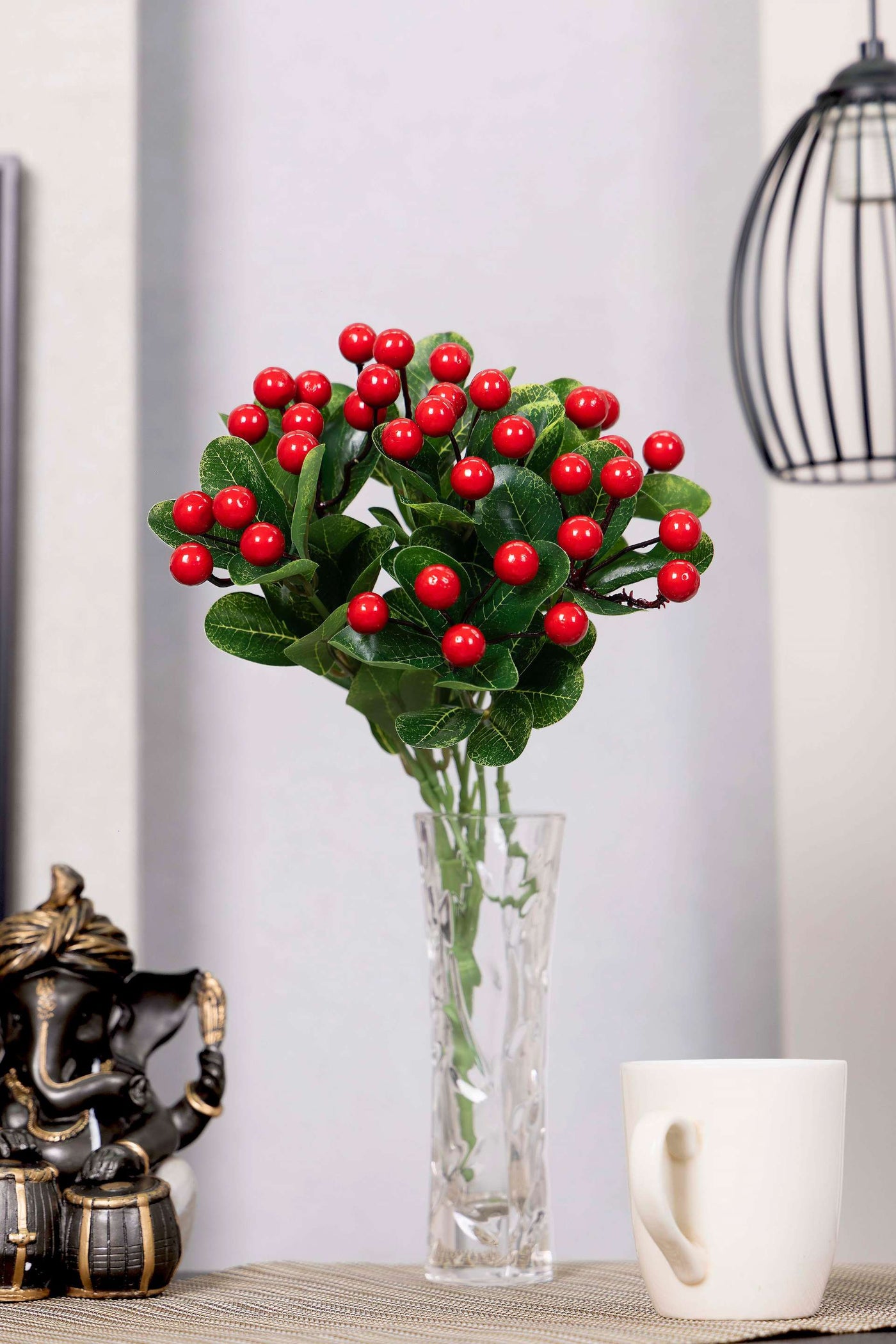 Vibrant Artificial Cherry Bunch-Red