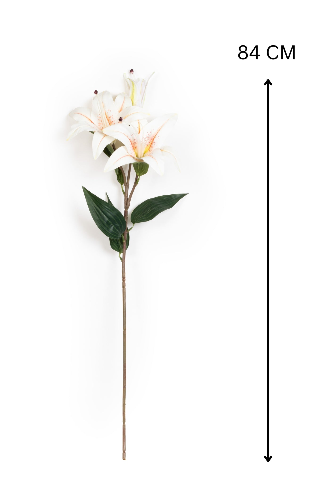 Artificial Lily Flower Stick-Dotted White