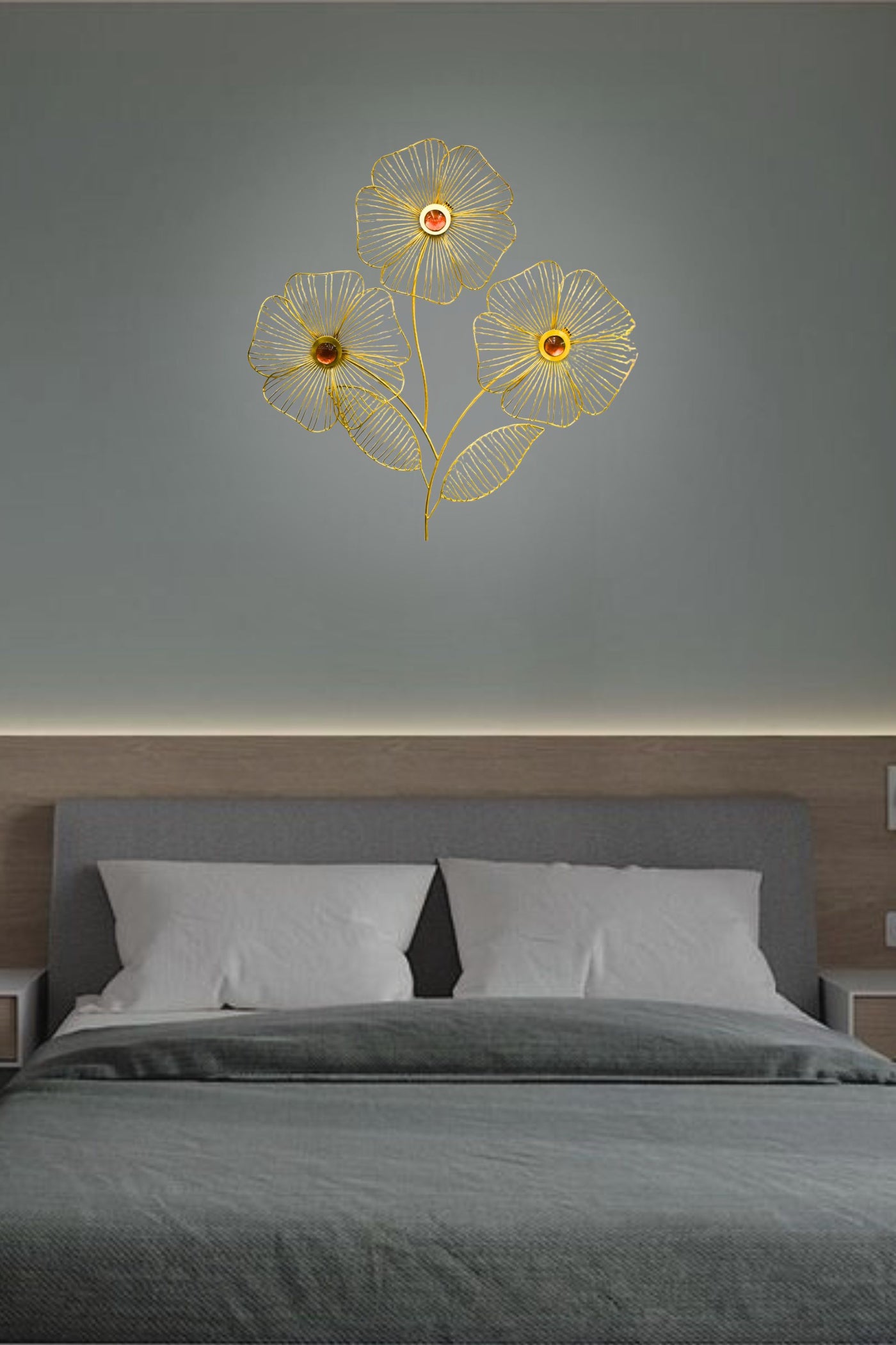 PolliNation Golden Floral Metal Wall Art