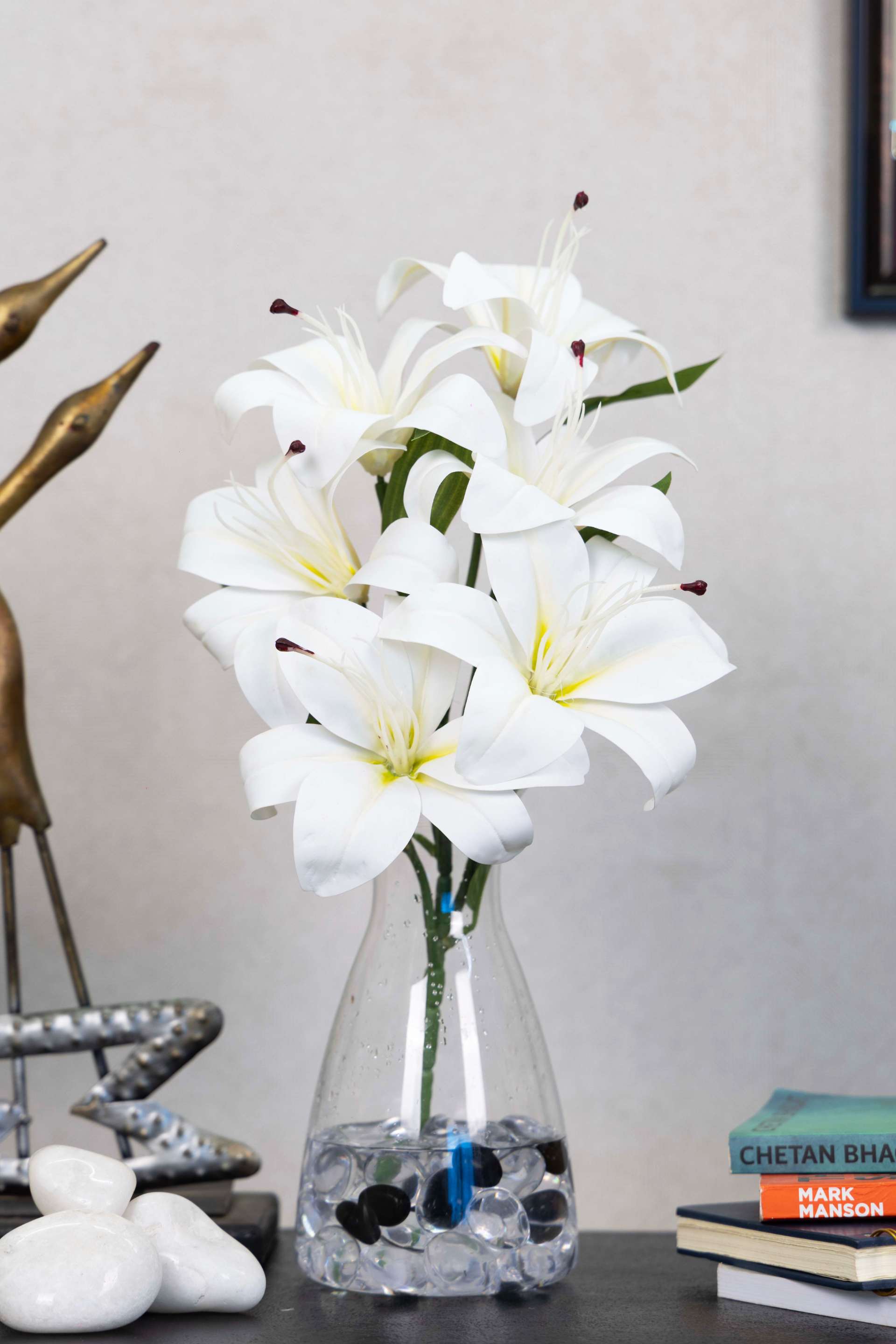 Artificial Lily Flowers for your home or office decor-White