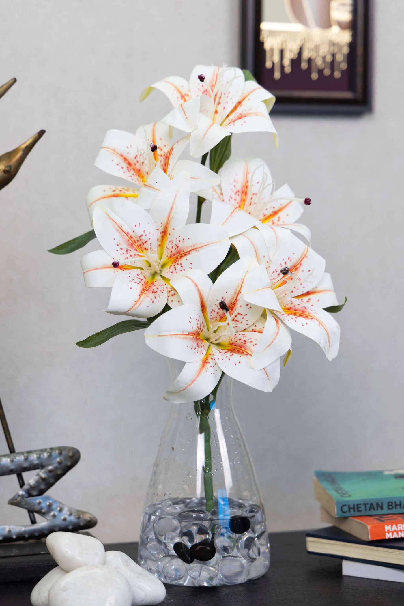 Artificial Lily Flowers for your home or office decor-Orange