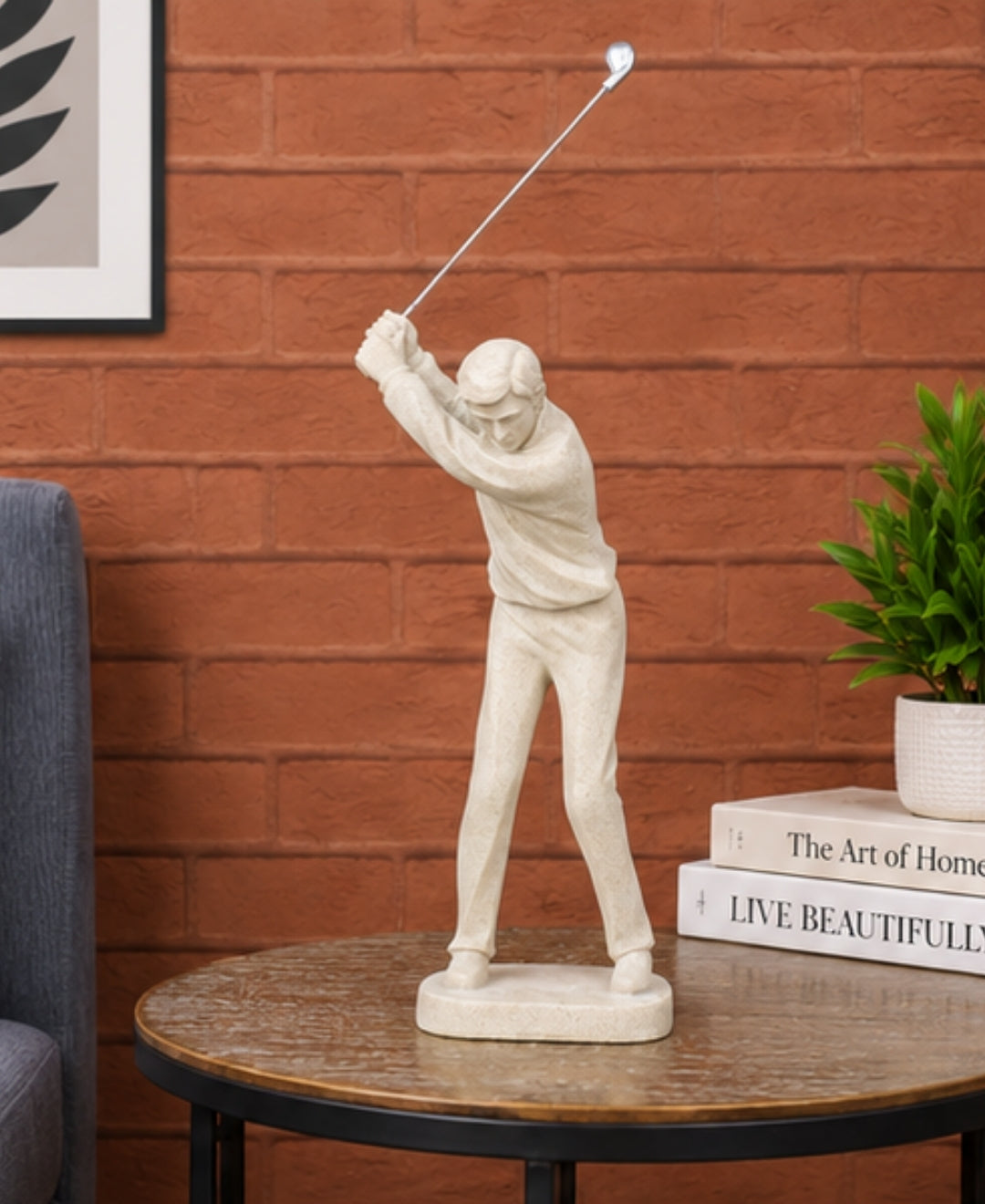 Modern Golfer Swing Sculpture Resin Artifact
