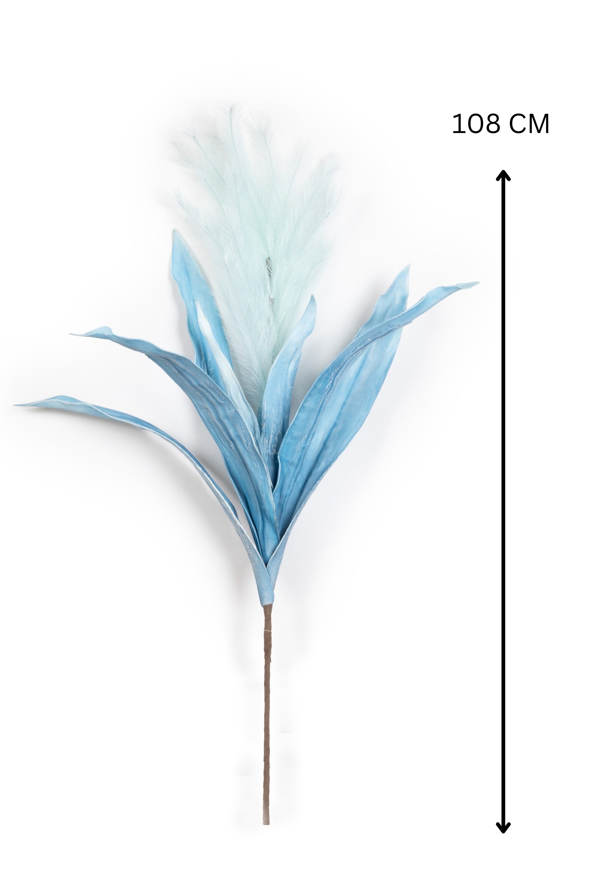 Artificial Feather & Leaf Stem-Brown