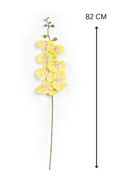 Dual Stem Artificial Orchid Flower-Yellow