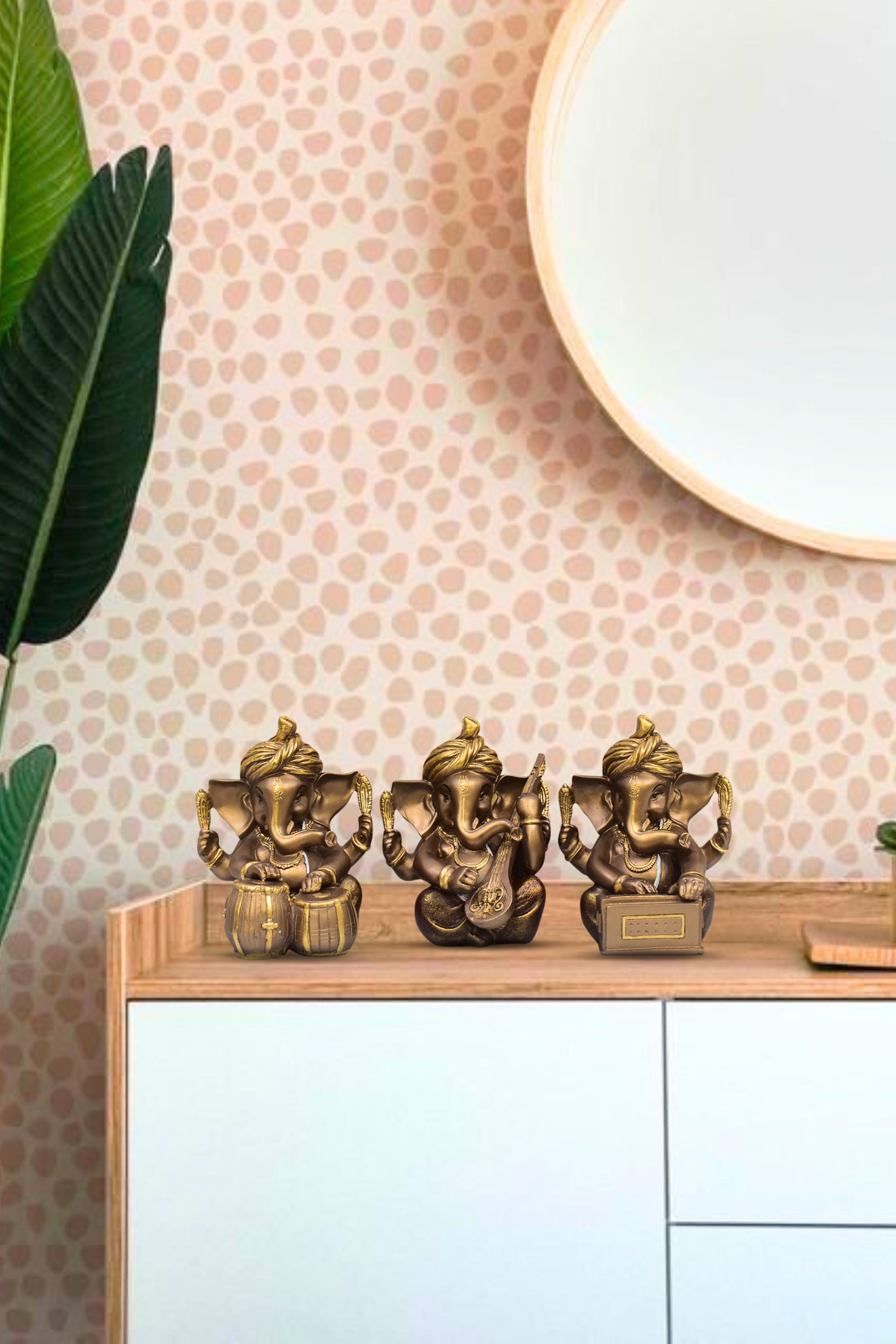 PolliNation Musical Instrument Ganesha Idol Set -Browze