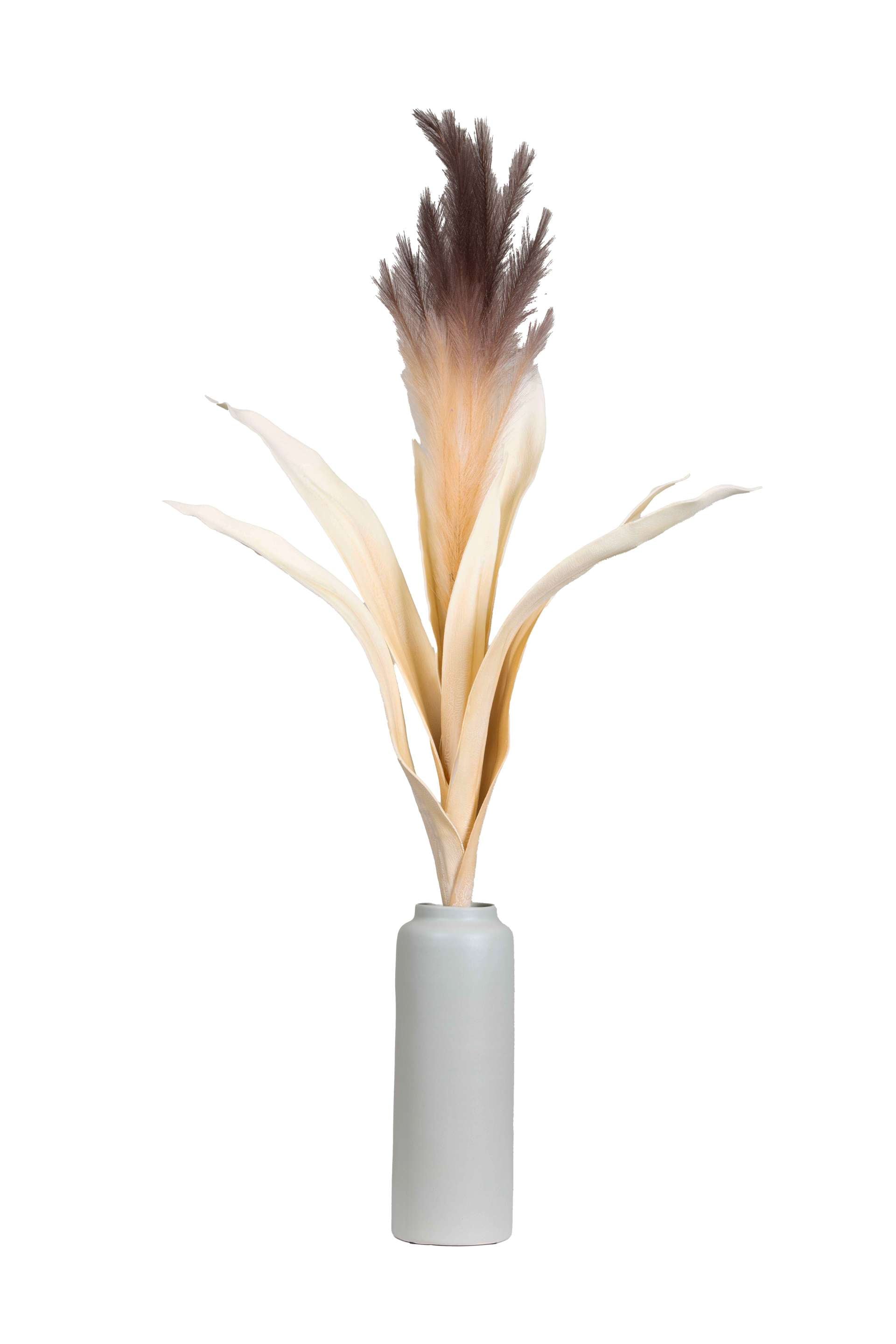 Artificial Feather & Leaf Stem-Brown