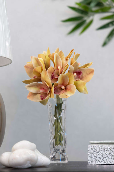 Artificial Orchid Flower Bunch-Brown