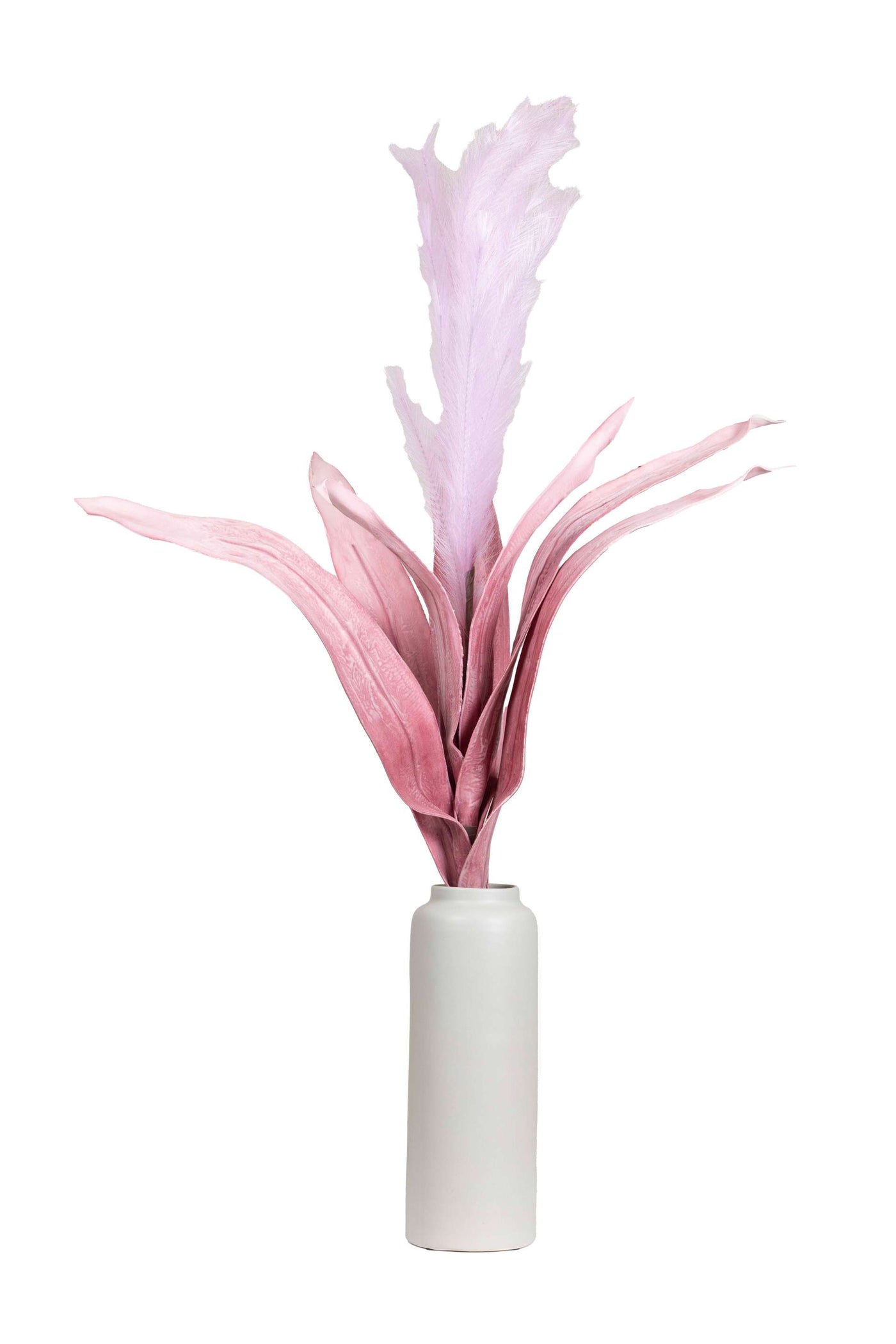 Artificial Feather & Leaf Stem-Pink