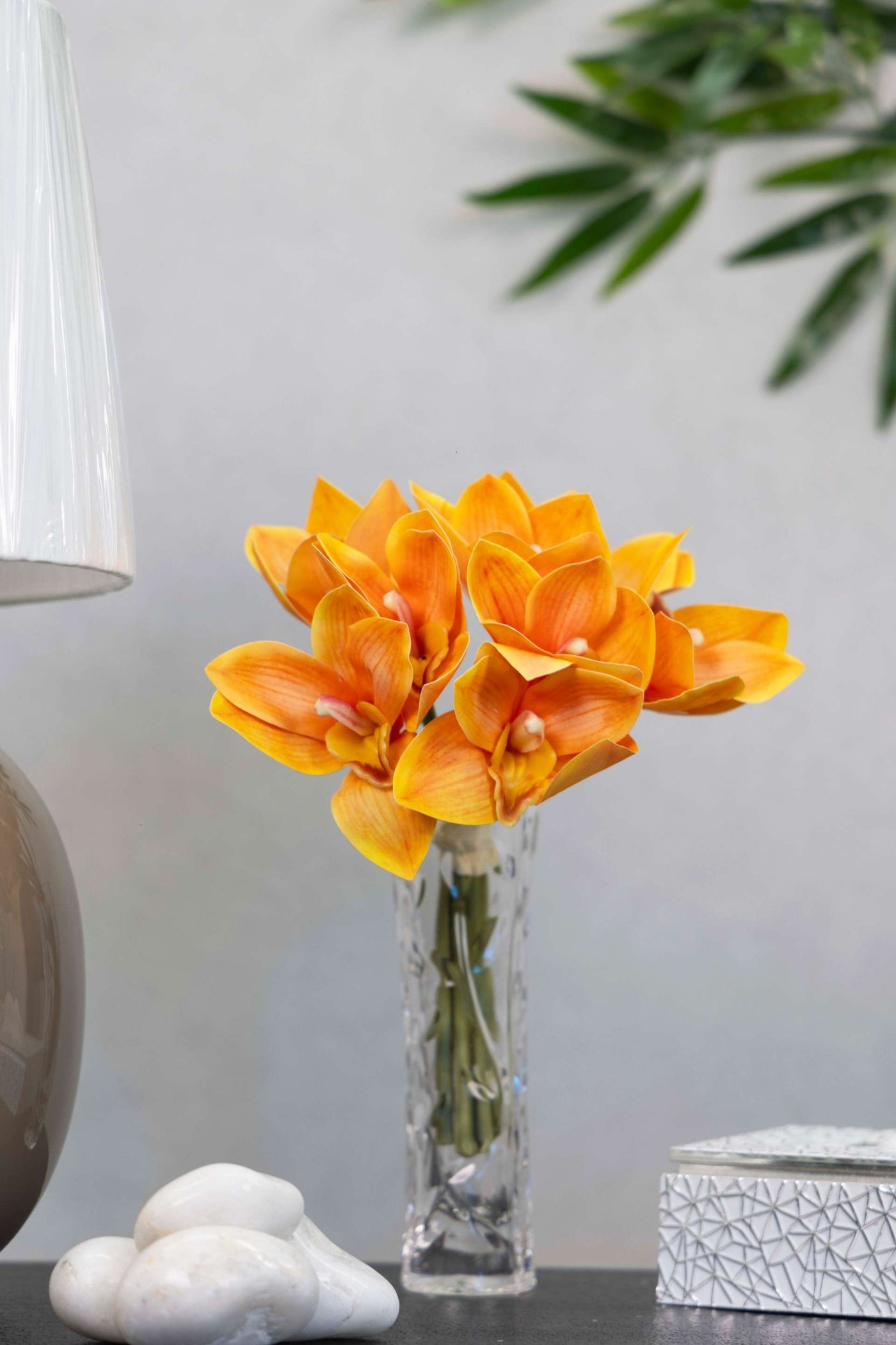 Artificial Orchid Flower Bunch-Orange