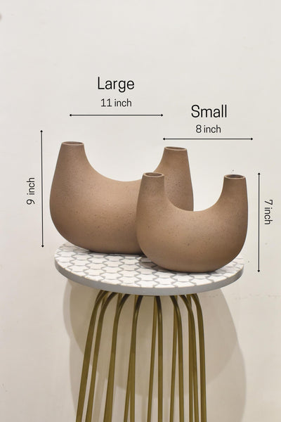 U Shaped Nordic Ceramic Vase Half Donut for your home or office decor-Large