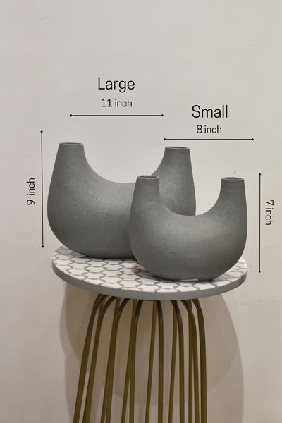 U Shaped Nordic Ceramic Vase Half Donut for your home or office decor-Small