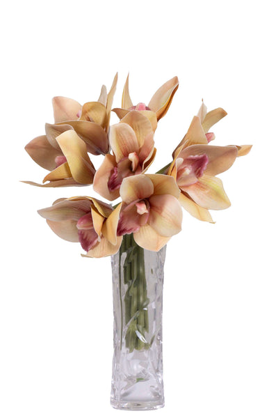 Artificial Orchid Flower Bunch-Orange