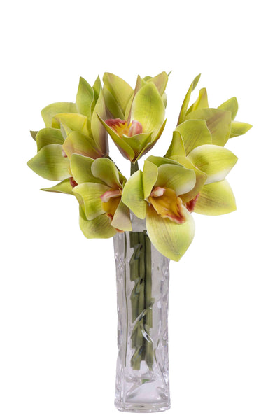 Artificial Orchid Flower Bunch-Orange