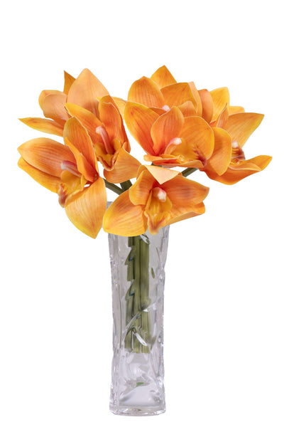 Artificial Orchid Flower Bunch-Orange