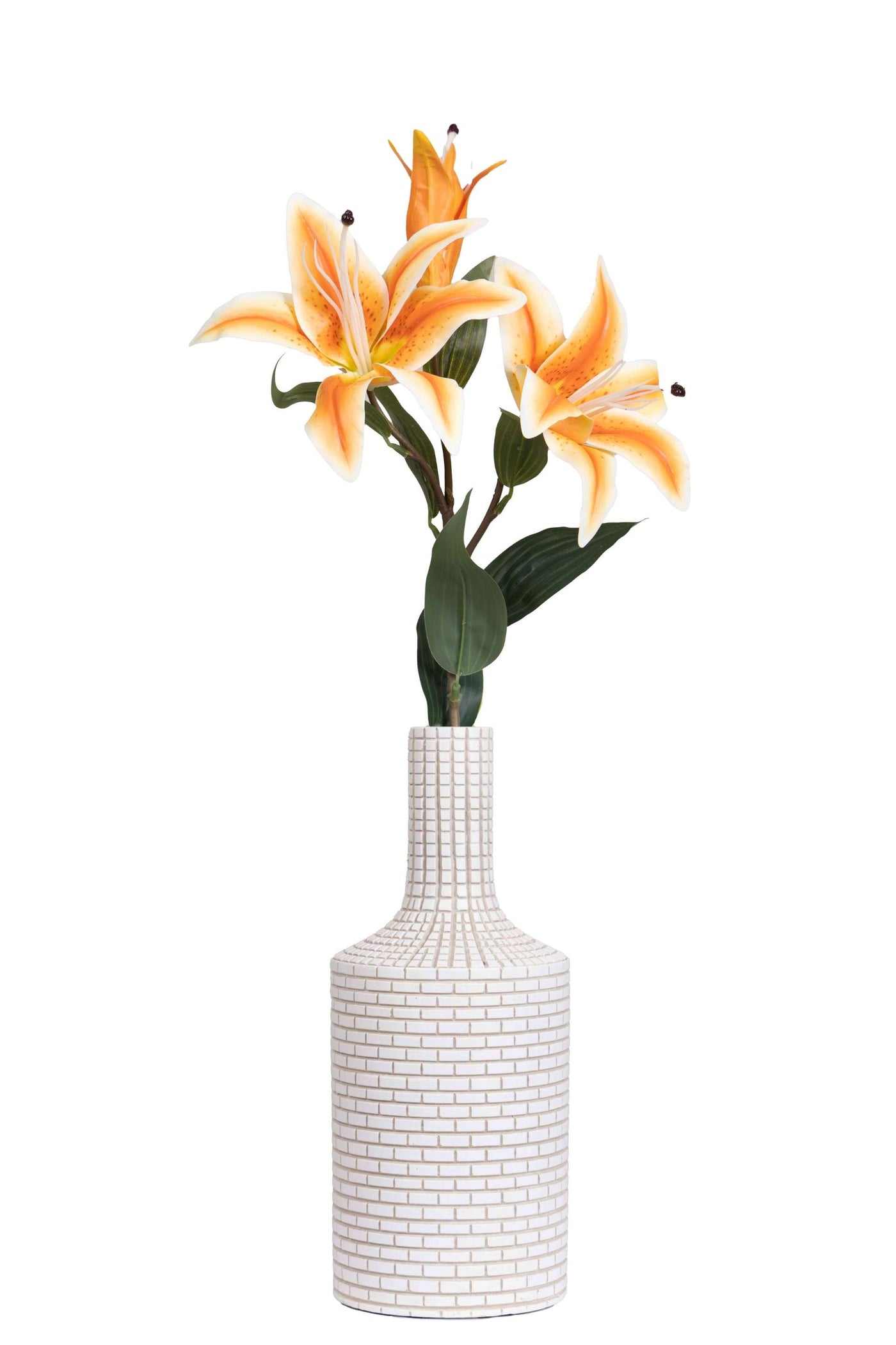 Artificial Lily Flower Stick-Dotted White