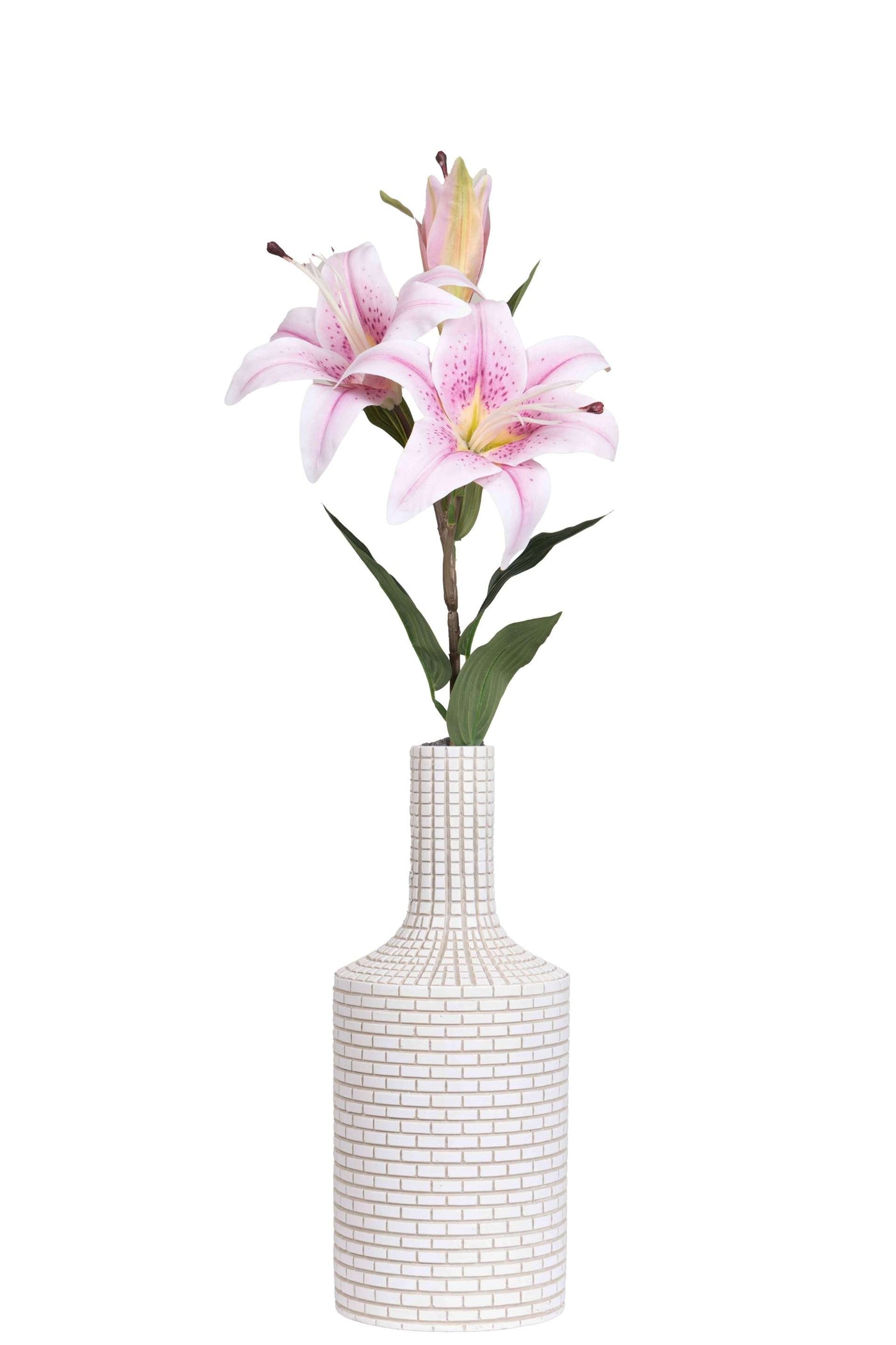 Artificial Lily Flower Stick-Dotted White