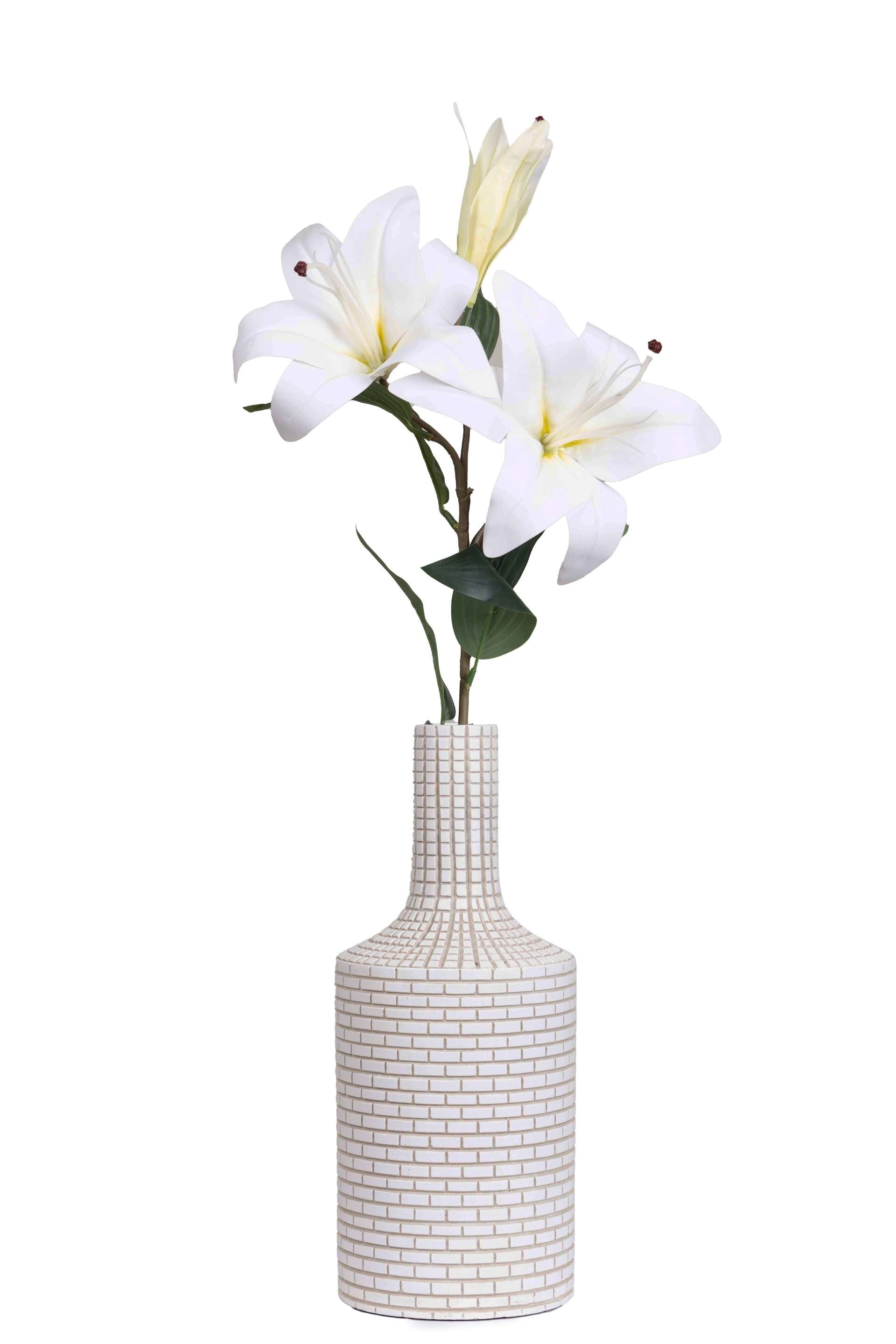 Artificial Lily Flower Stick-White
